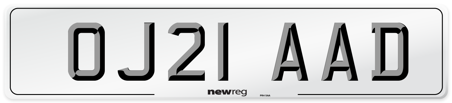 OJ21 AAD Number Plate from New Reg